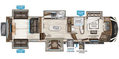 2019 Grand Design Solitude 375RES-R floorplan