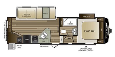 2019 Keystone Cougar Half-Ton (East) 25RES floorplan