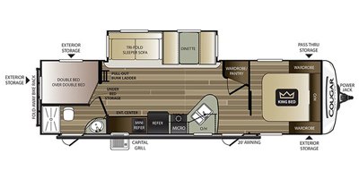 2019 Keystone Cougar Half-Ton (East) 29BHS floorplan