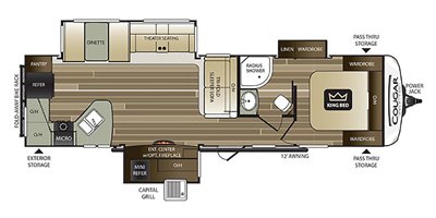 2019 Keystone Cougar Half-Ton (East) 33MLS floorplan