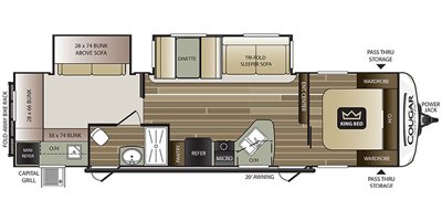 2019 Keystone Cougar Half-Ton (East) 32RDB floorplan