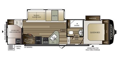 2019 Keystone Cougar Half-Ton (East) 29RDB floorplan