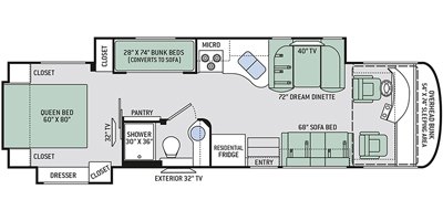 2019 Thor Motor Coach Palazzo 33.3 floorplan