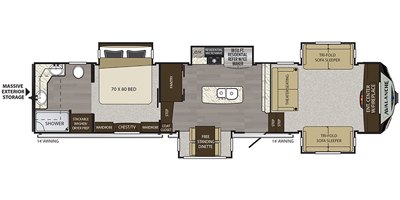 2019 Keystone Avalanche 383FL floorplan