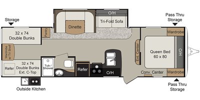 2019 Keystone Passport Grand Touring (West) 2920BHWE GT floorplan