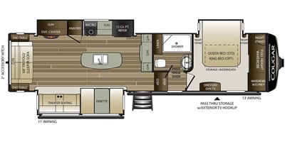 2019 Keystone Cougar (East) 315RLS floorplan