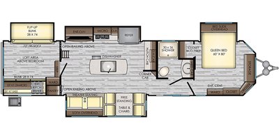 2019 CrossRoads Hampton HP364MBL floorplan