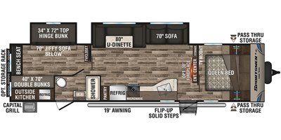 2019 KZ Sportsmen LE 332BHKLE floorplan