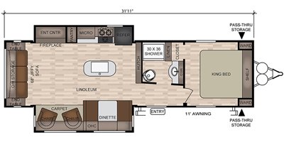 2019 East To West Della Terra 29 K2S floorplan