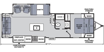 2019 Coachmen Apex Ultra Lite Deep Slide 293RLDS floorplan