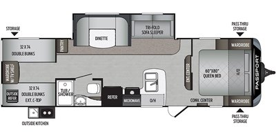 2019 Keystone Passport SL Series (East) 292BH floorplan