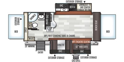 2019 Forest River Rockwood Roo 23FL floorplan