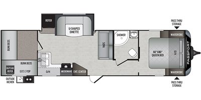 2019 Keystone Passport Grand Touring (West) 3100QBWE GT floorplan