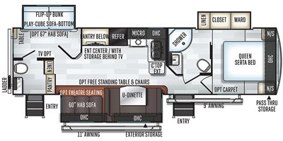 2019 Forest River Rockwood Ultra Lite 2910SB floorplan