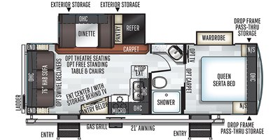 2019 Forest River Rockwood Ultra Lite 2612WS floorplan