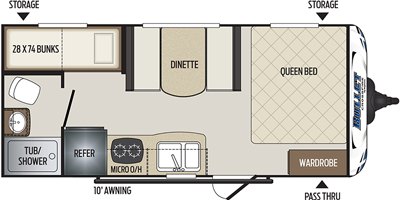 2019 Keystone Bullet Crossfire 1700BH floorplan