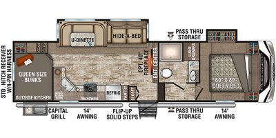 2019 KZ Durango Half-Ton D286BHD floorplan