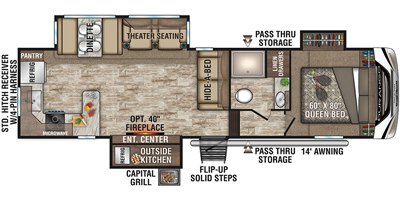 2019 KZ Durango Half-Ton D256RKT floorplan