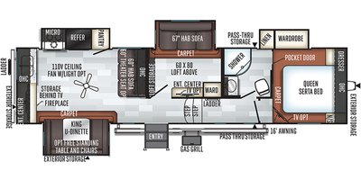 2019 Forest River Flagstaff Super Lite FW 529MBS floorplan