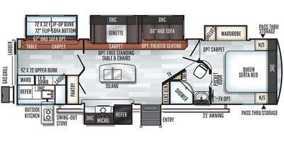 2019 Forest River Flagstaff Classic Super Lite 832BHIKWS floorplan