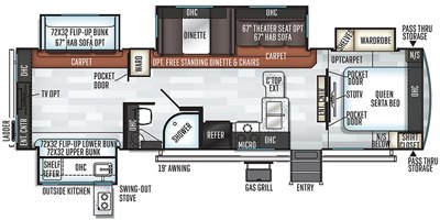 2019 Forest River Flagstaff Classic Super Lite 832BHDS floorplan