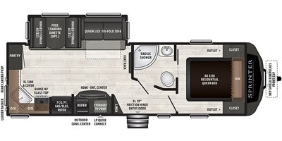 2019 Keystone Sprinter Campfire 26RK floorplan