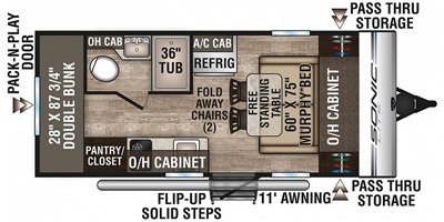 2019 Venture Sonic Lite SL169VBH floorplan