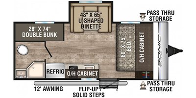 2019 Venture Sonic Lite SL169VUD floorplan