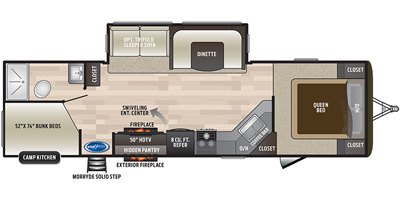 2019 Keystone Hideout (East) 29DFS floorplan