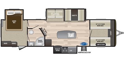 2019 Keystone Hideout (East) 32FBTS floorplan