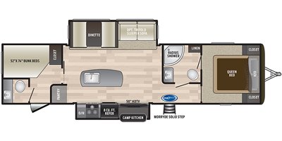 2019 Keystone Hideout (East) 33BHDS floorplan