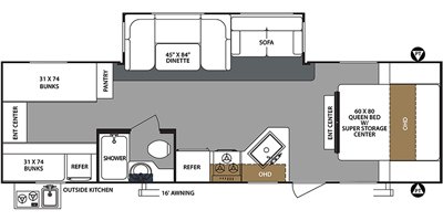 2019 Forest River Surveyor Legend 295QBLE floorplan