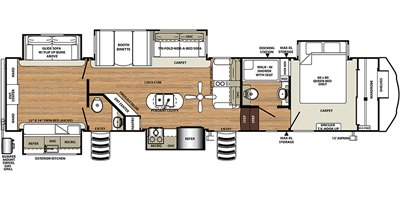 2019 Forest River Sandpiper 384QBOK floorplan