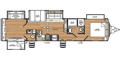 2019 Forest River Sandpiper Destination 404QBWD floorplan