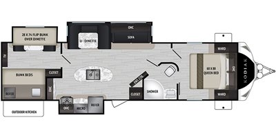 2019 Dutchmen Kodiak Ultimate 330BHSL floorplan