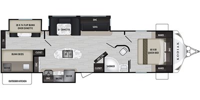 2019 Dutchmen Kodiak Ultra-Lite 331BHSL floorplan