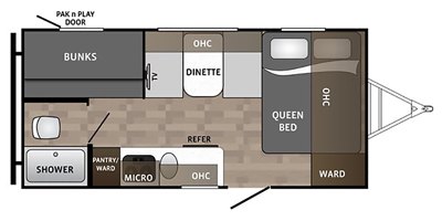 2019 Dutchmen Kodiak Ultra-Lite 175BH CUB floorplan