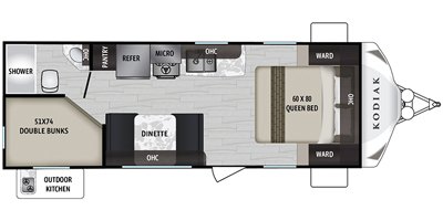 2019 Dutchmen Kodiak Ultra-Lite 227BH floorplan