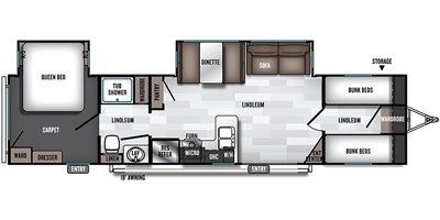 2019 Forest River Salem 36BHDS floorplan