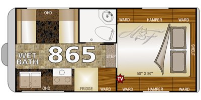 2019 Northwood Arctic Fox Truck Camper 865 floorplan