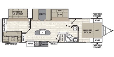 2019 Coachmen Freedom Express Deep Slide 320BHDS floorplan