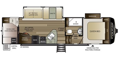 2020 Keystone Cougar Half-Ton (West) 29RDBWE floorplan