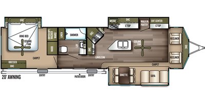 2019 Forest River Wildwood Lodge 393FLT floorplan
