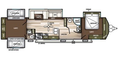 2019 Forest River Wildwood Lodge DLX 42QBQ floorplan