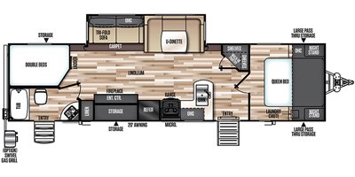 2019 Forest River Wildwood Heritage Glen LTZ 314BUD floorplan