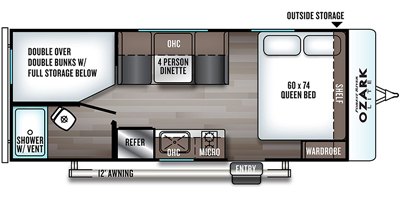 2019 Forest River Ozark 1650BH floorplan