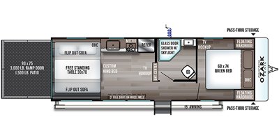 2019 Forest River Ozark 2500TH floorplan