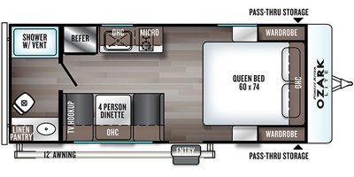 2019 Forest River Ozark 1660FQ floorplan