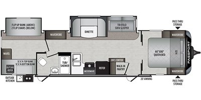 2019 Keystone Passport Grand Touring (East) 3221BH GT floorplan