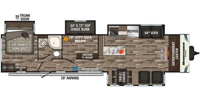 2019 KZ Sportsmen Destination 364BH floorplan